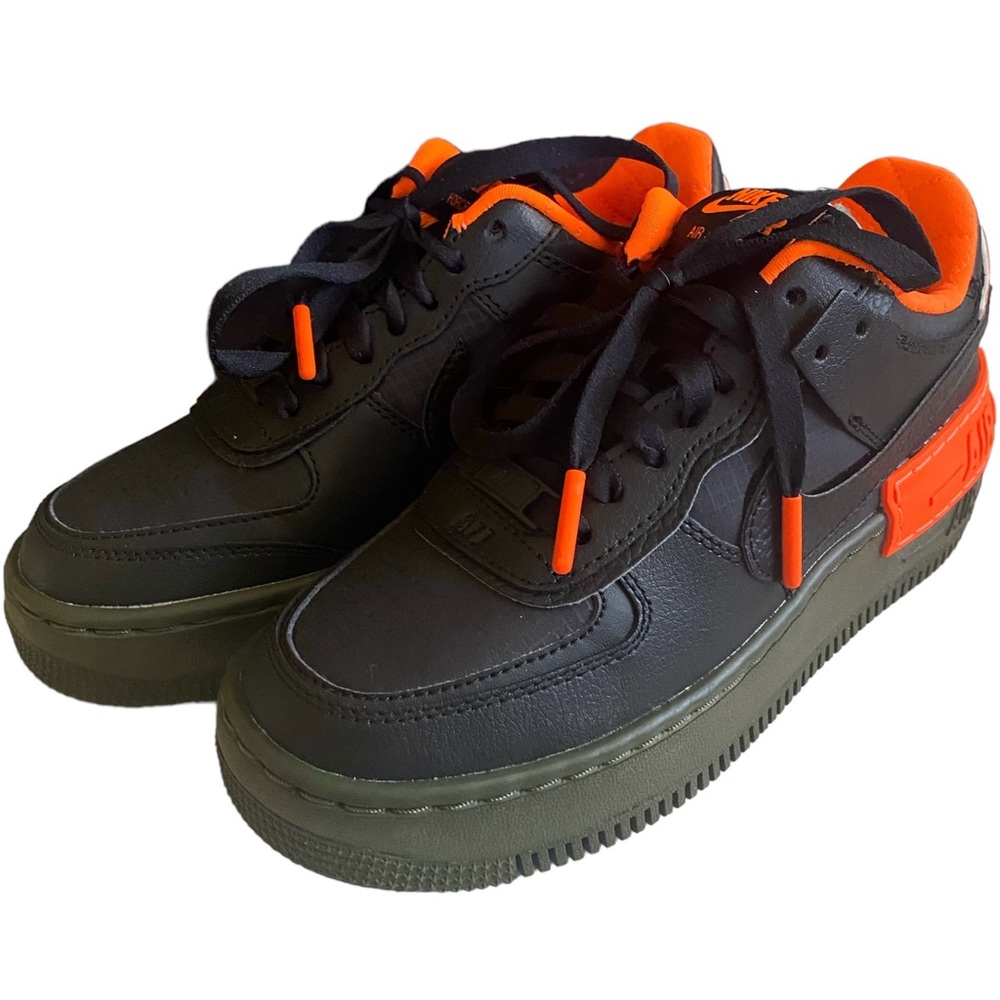 Nike Air Force AF 1, New in Box, Shadow SE, Women’s size 5, Black & neon orange